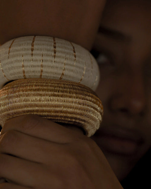 Brazalete chunky white and cooper